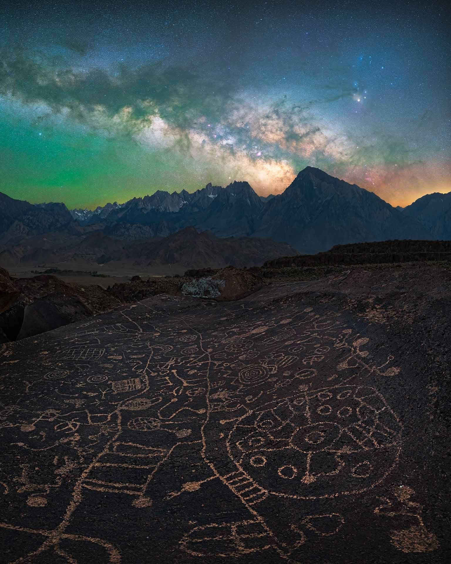 Native American petroglyphs under the Milky Way. (Photo: Marcin Zajac)