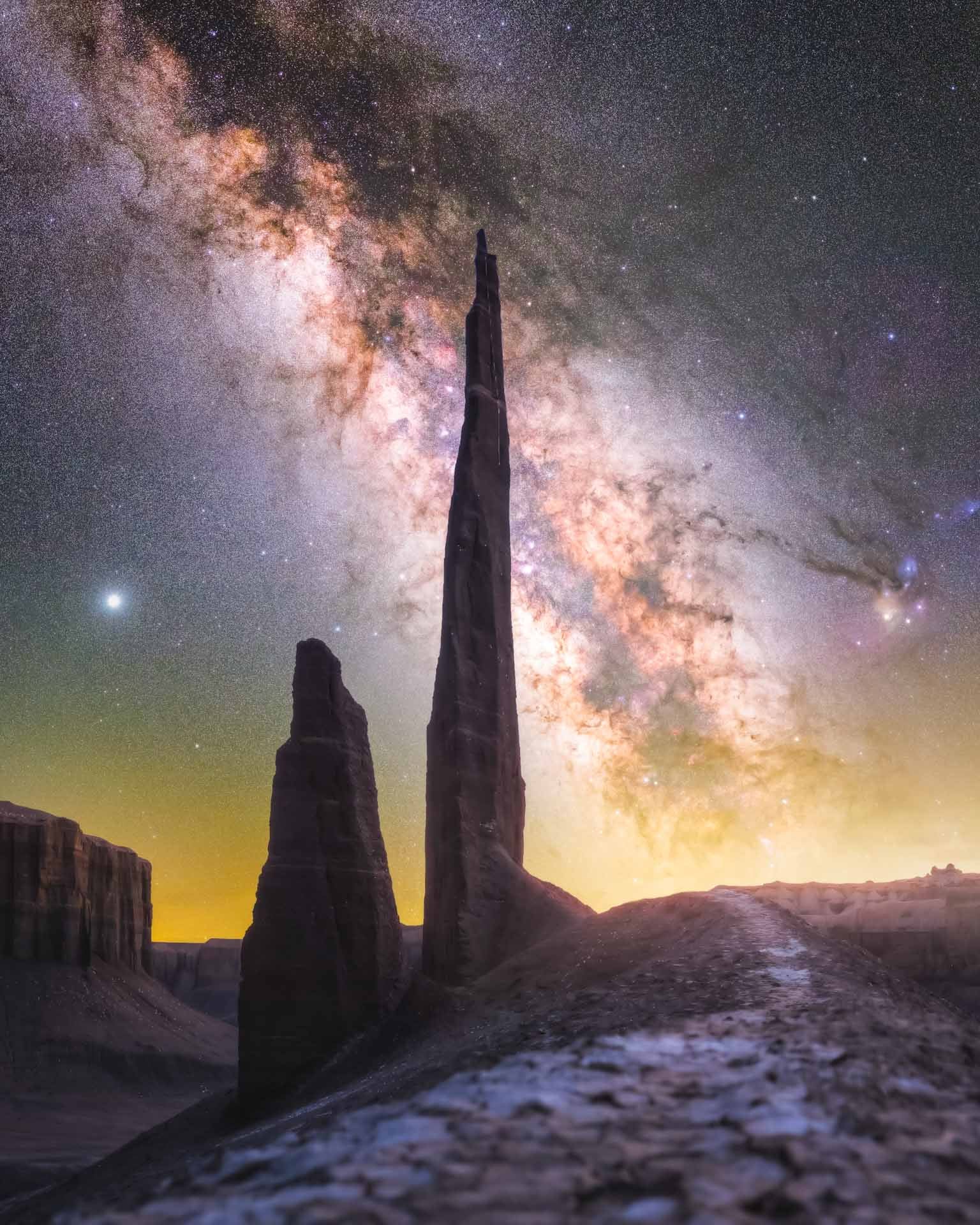 A rock pillar, the Milky Way behind it. (Photo: Spencer Welling)