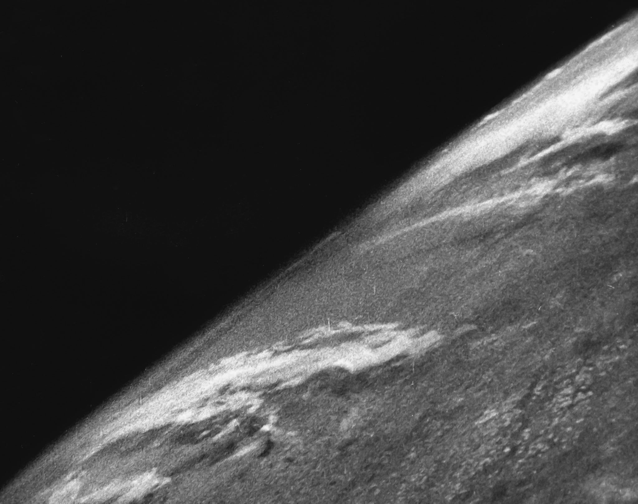 A view of Earth as observed during a sub-orbital flight of a V-2 rocket in 1946. (Image: U.S. Army/ White Sands Missile Range/Applied Physics Laboratory)