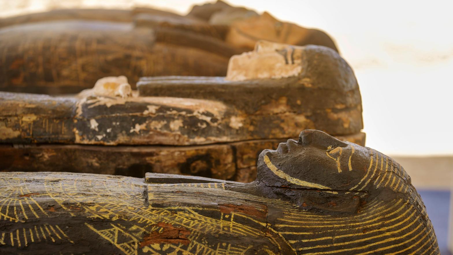 Some 250 painted sarcophagi were put on the makeshift exhibit.  (Photo: Amr Nabil, AP)