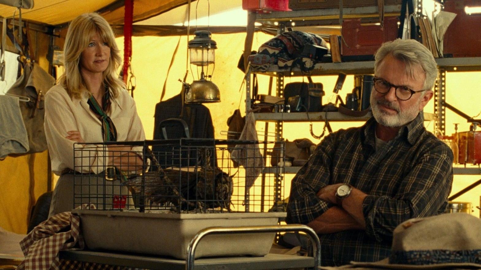 Neill and Dern in the new film. (Image: Universal)