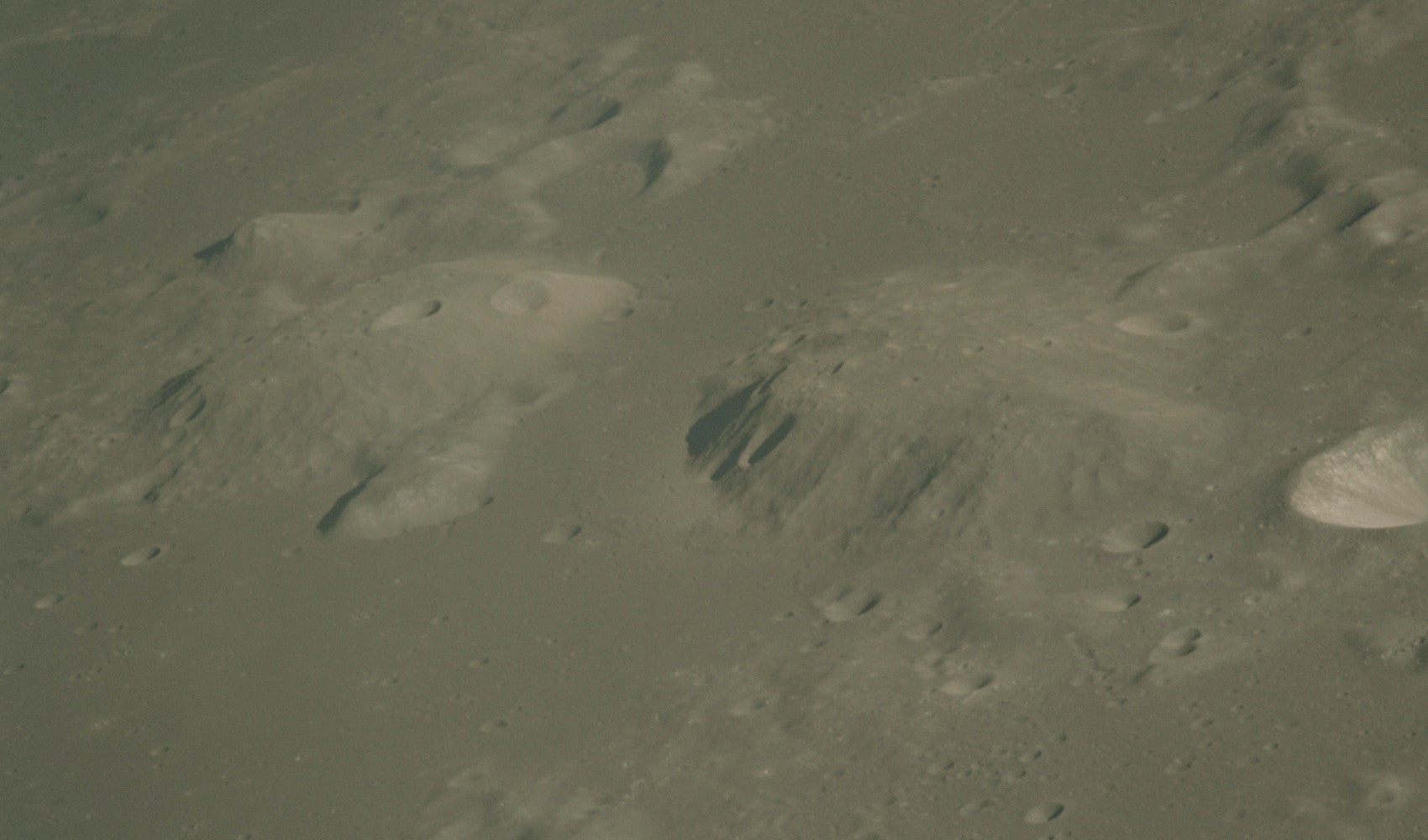 A side view of the Gruithuisen Domes, as photographed during the Apollo 15 mission.  (Photo: NASA)