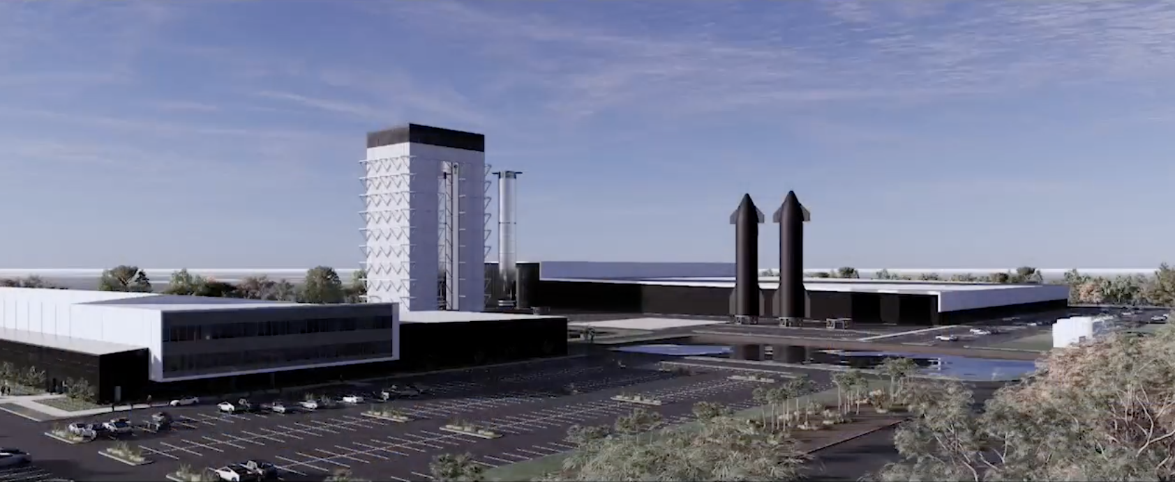 Conceptual image of a future SpaceX facility at Cape Canaveral in Florida.  (Image: SpaceX)