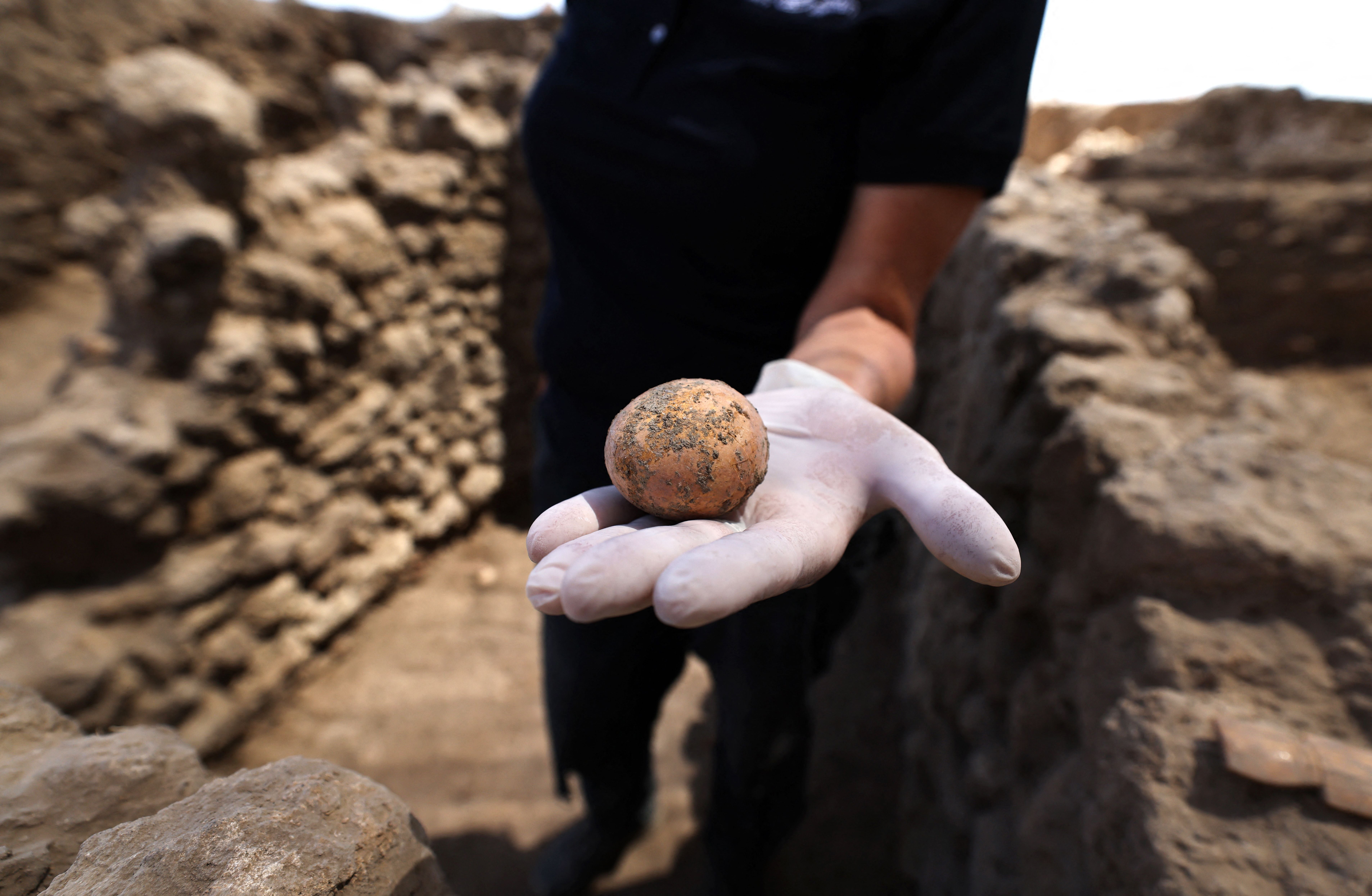 A 1,000-year-old chicken egg found in Israel. (Photo: EMMANUEL DUNAND/AFP, Getty Images)