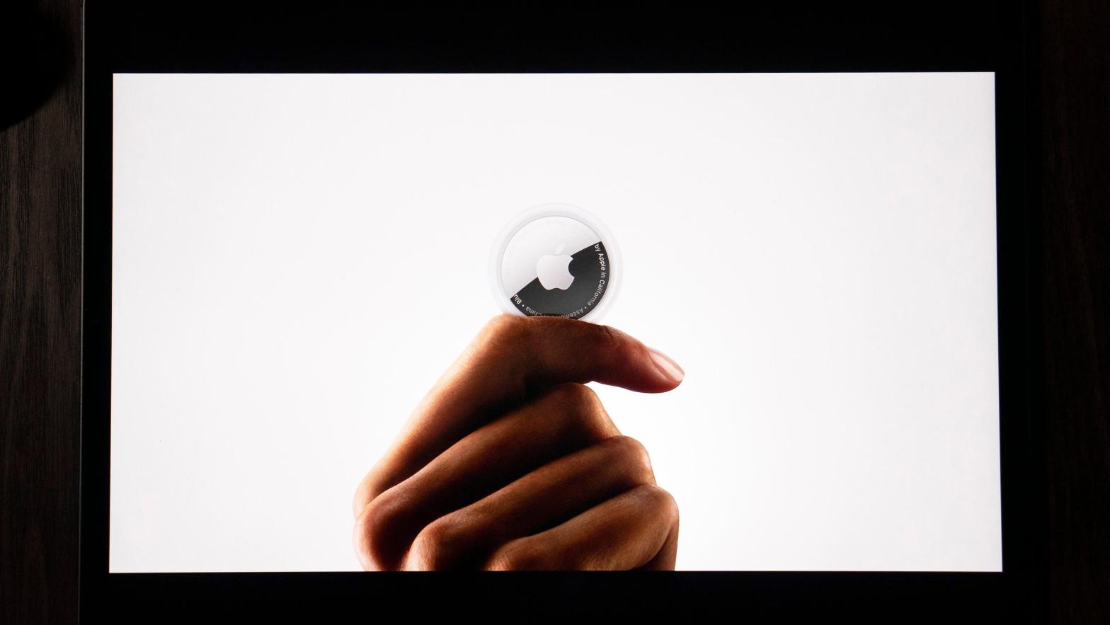 The AirTag tracking device is introduced during a virtual event held to announce new Apple products, Tuesday, April 20, 2021. (Photo: Jae C. Hong, AP)