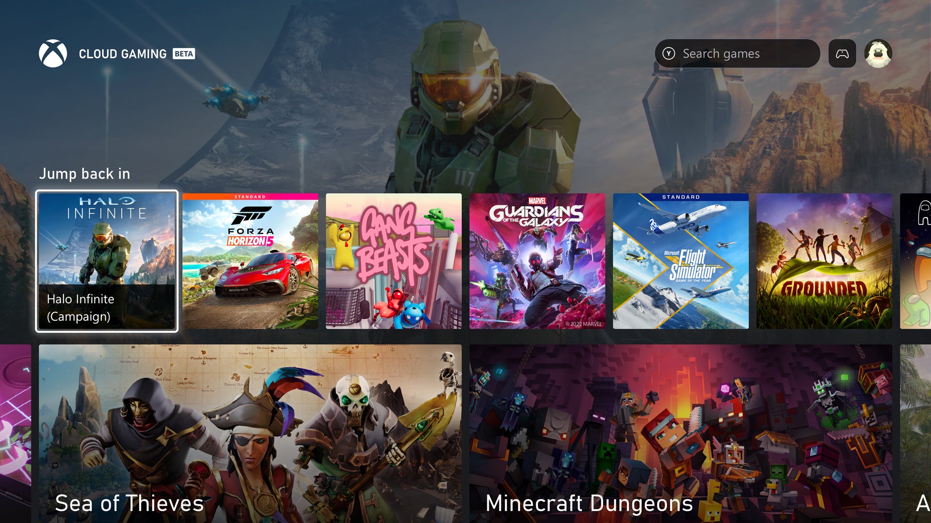 A closer look at the interface of Xbox Game Pass on Samsung Smart TVs.  (Image: Samsung)