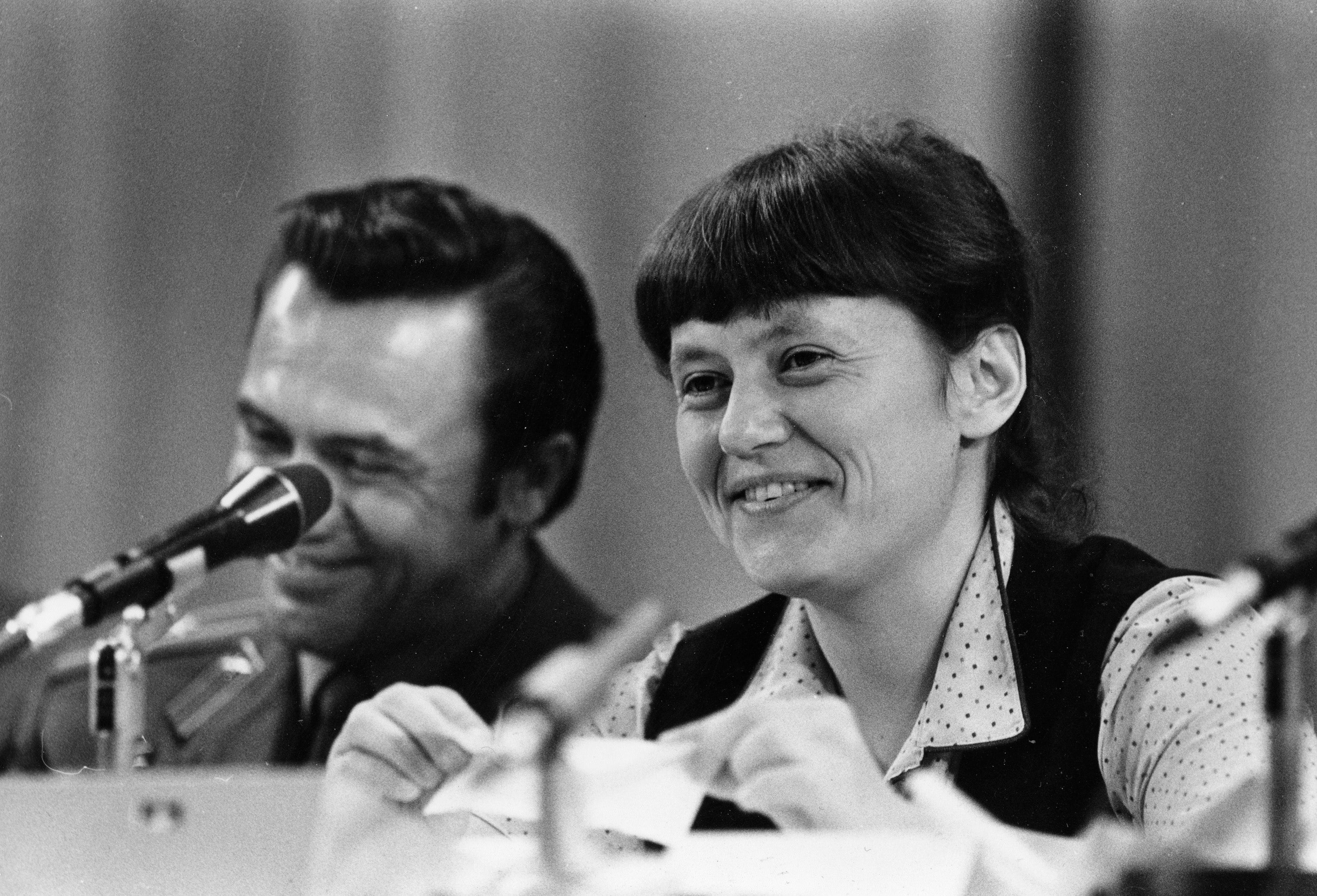 Cosmonaut Svetlana Savitskaya answering questions after her historic 1982 spaceflight. (Photo: Associated Press, AP)