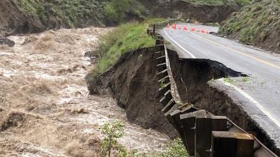 Intense Flooding Destroys Roads and Washes Away a Bridge in Yellowstone National Park