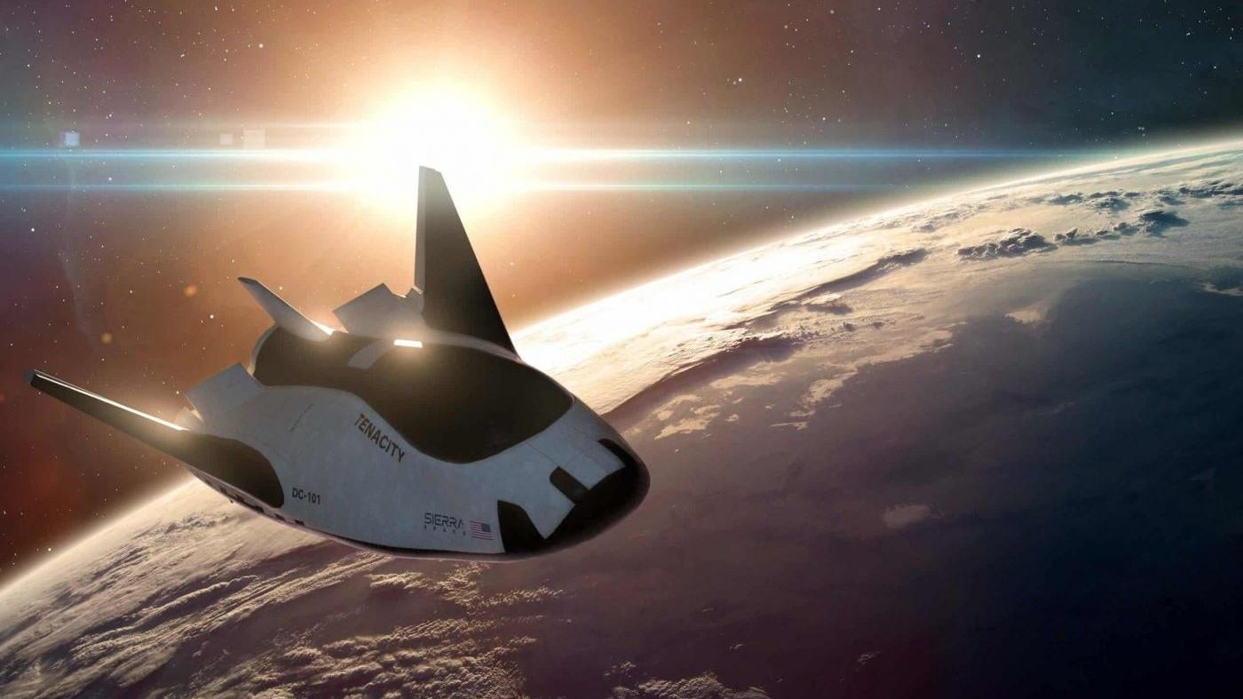 Artistic conception of Sierra Space's upcoming Dream Chaser spaceplane.  (Image: Sierra Space)