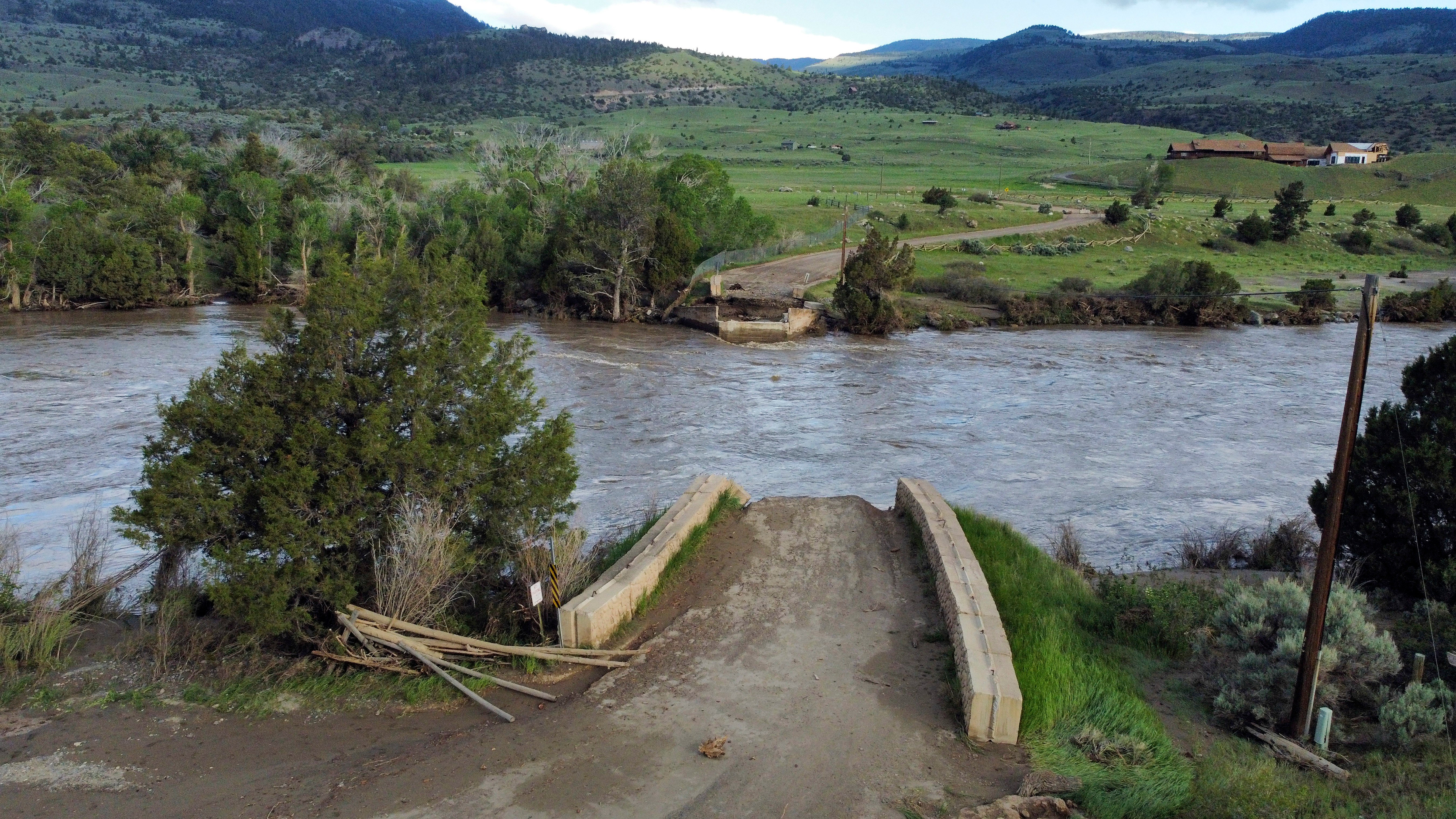 A washed out bridge shown along the Yellowstone River Wednesday, June 15, 2022, near Gardiner, Mont.  (Photo: Rick Bowmer, AP)