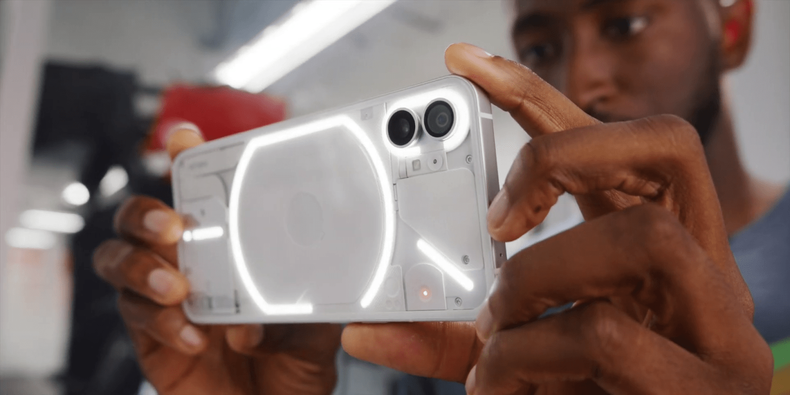 A look at the back side of the Nothing Phone (1) in Marques Brownlee's video.  (Screenshot: YouTube / MKBHD)