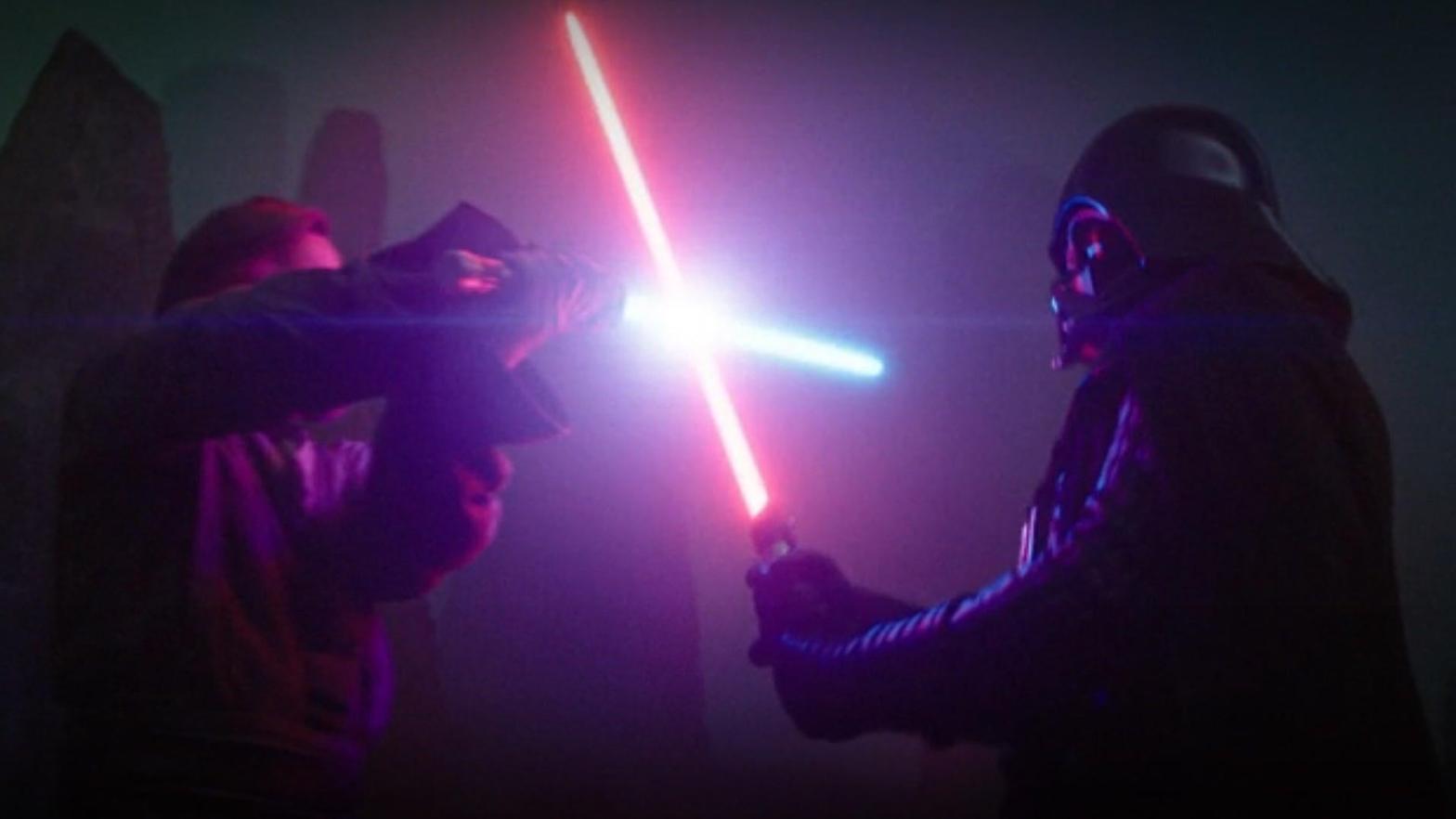 Learner and master have at it.  (Screenshot: Disney+/Lucasfilm)