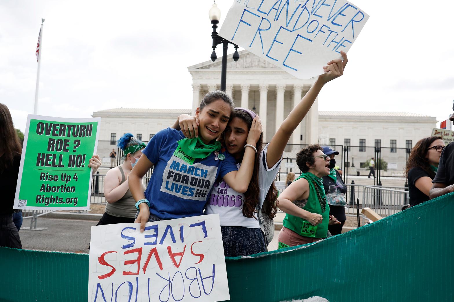 Protestors react to the Dobbs v Jackson Women's Health Organisation ruling which overturns the landmark abortion Roe v. Wade case in front of the U.S. Supreme Court on June 24, 2022 in Washington, DC. (Photo: Anna Moneymaker, Getty Images)
