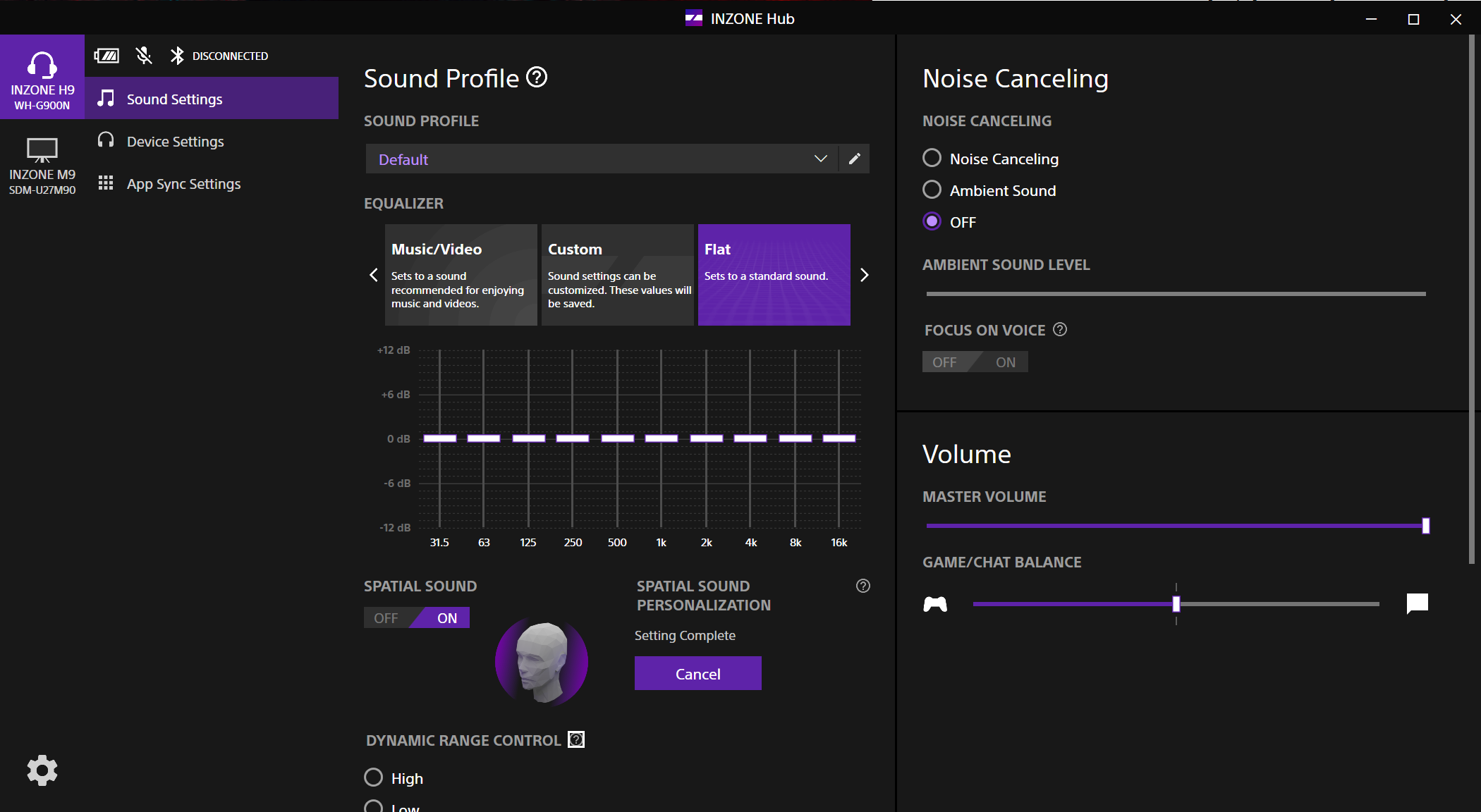 A screenshot of the Inzone Gaming Hub software. (Photo: Michelle Ehrhardt/Gizmodo)