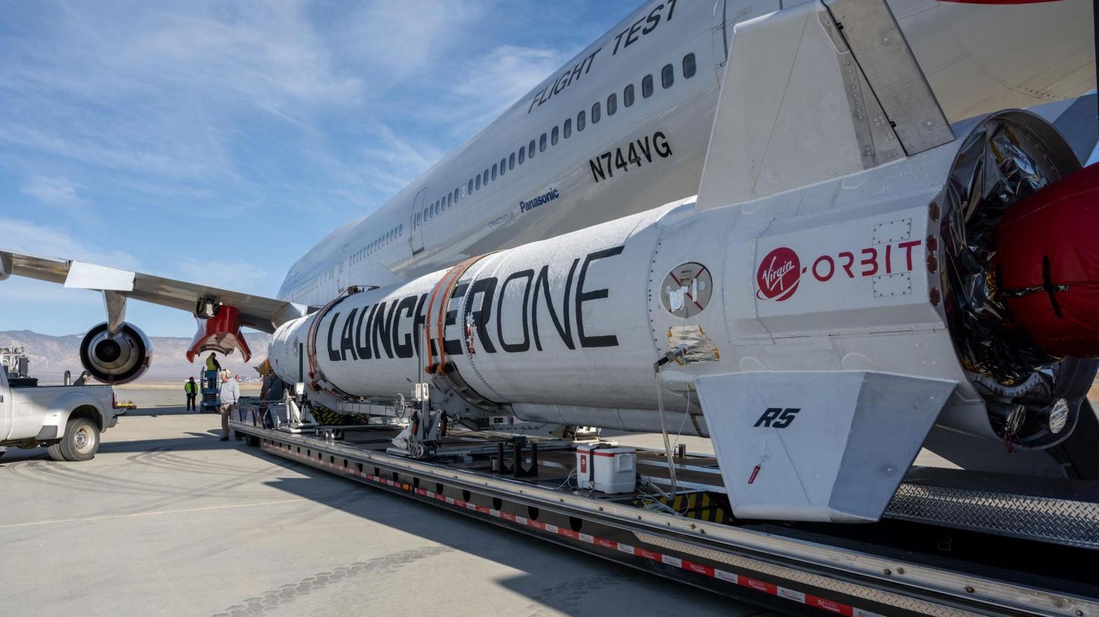 LauncherOne successfully completed its dress rehearsal, and is awaiting launch.  (Photo: Virgin Orbit)