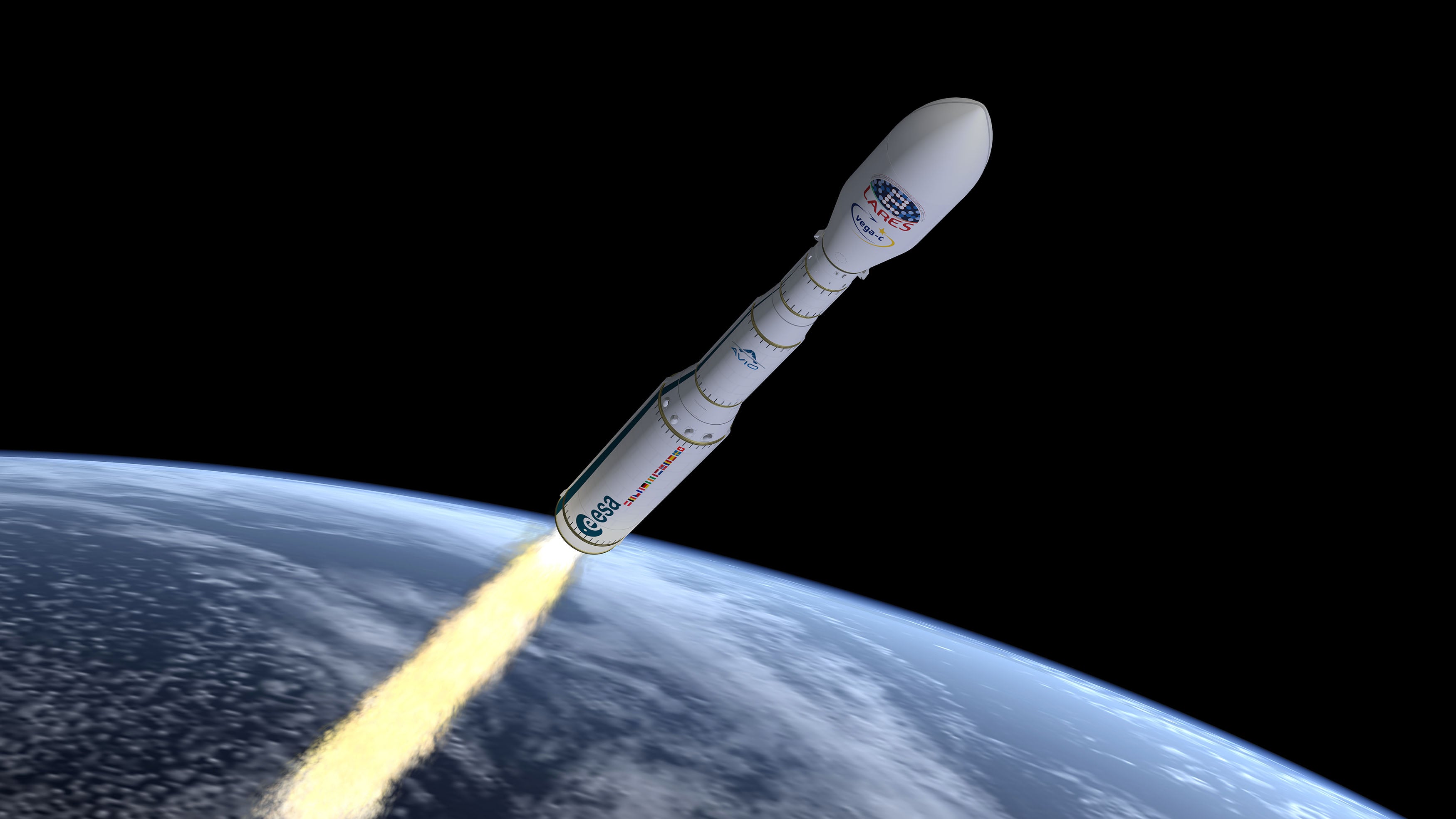Artist's impression of Vega-C during launch.  (Illustration: ESA)