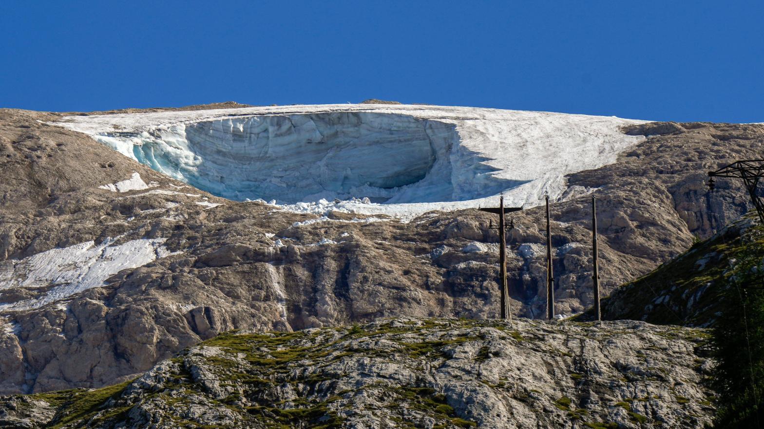 A view of the glacier on Marmolada. (Photo: Luca Bruno, AP)