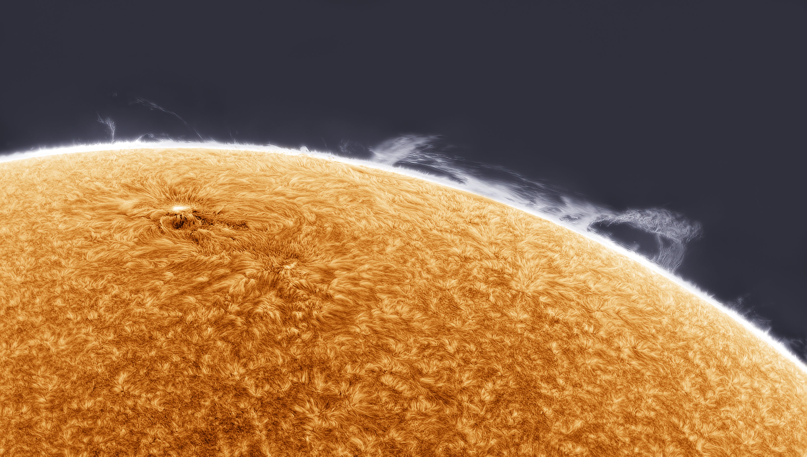Wisps of gas above the Sun's surface. (Image: © Simon Tang)