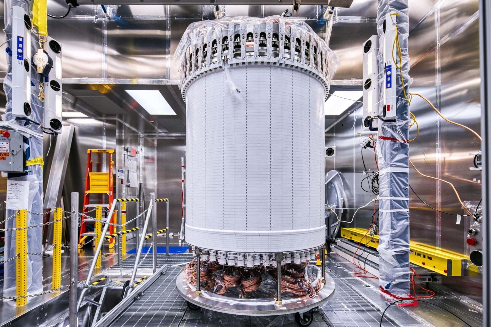 The LZ central detector in the clean room at Sanford Underground Research Facility.  (Photo: Matthew Kapust, Sanford Underground Research Facility)