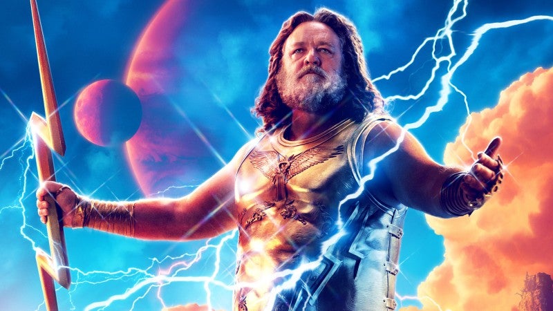 Russell Crowe as Zeus. (Image: Marvel Studios)