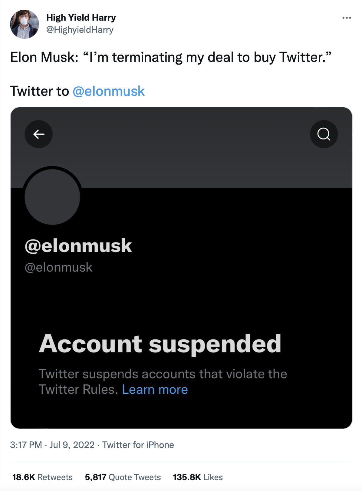 Viral Hoax Claims Elon Musk Was Banned From Twitter After Pulling Out of Takeover Deal