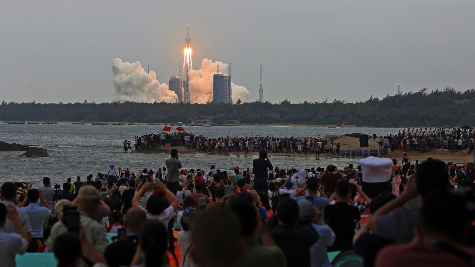 This Chinese-made Long March 5B Y2 rocket launched in April, 2021, but this type of rocket has been cited at least twice for parts left in orbit striking the Earth upon reentry. (Photo: The Yomiuri Shimbun, AP)