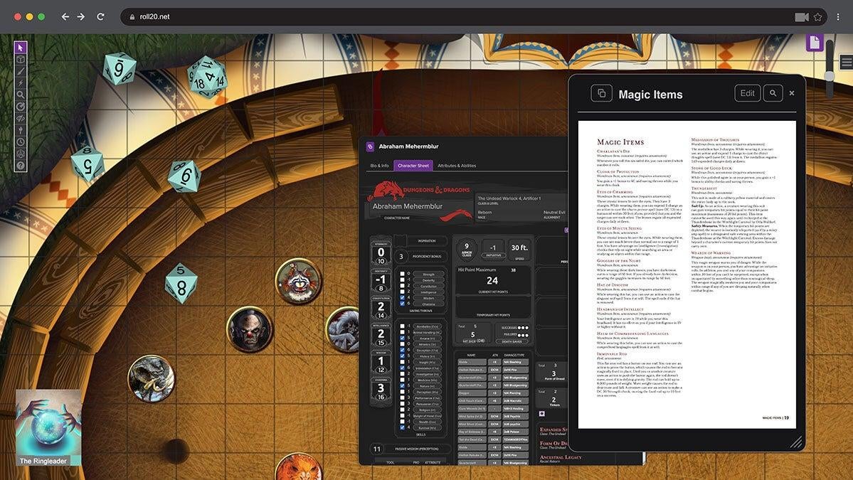 A mockup showing a proposed integration of a DriveThruRPG product in the Roll20 interface (Image: Roll20 x DrivethruRPG)