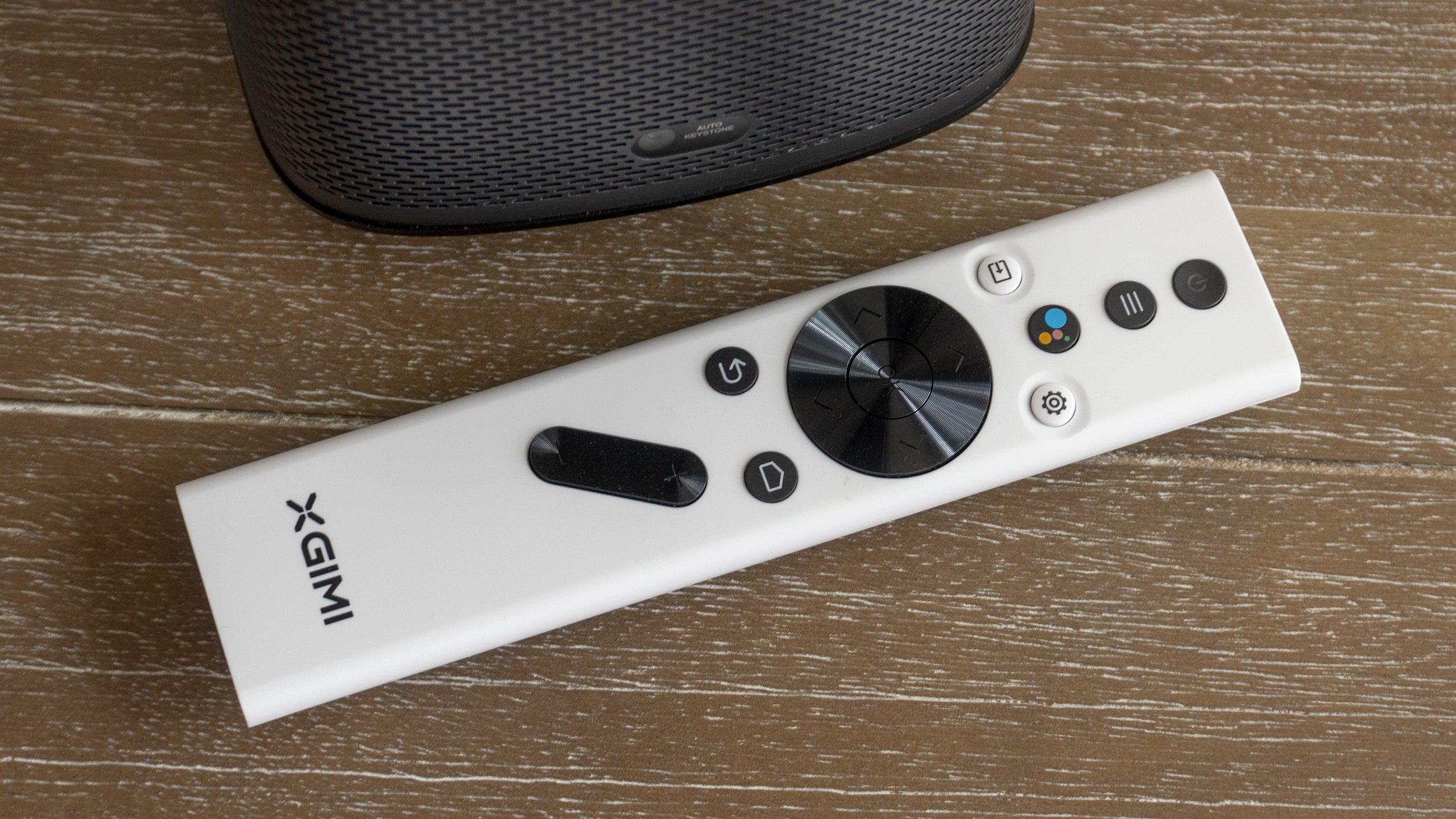 The remote included with the XGIMI Halo+ is an all plastic affair, but gets the job done. (Photo: Andrew Liszewski | Gizmodo)