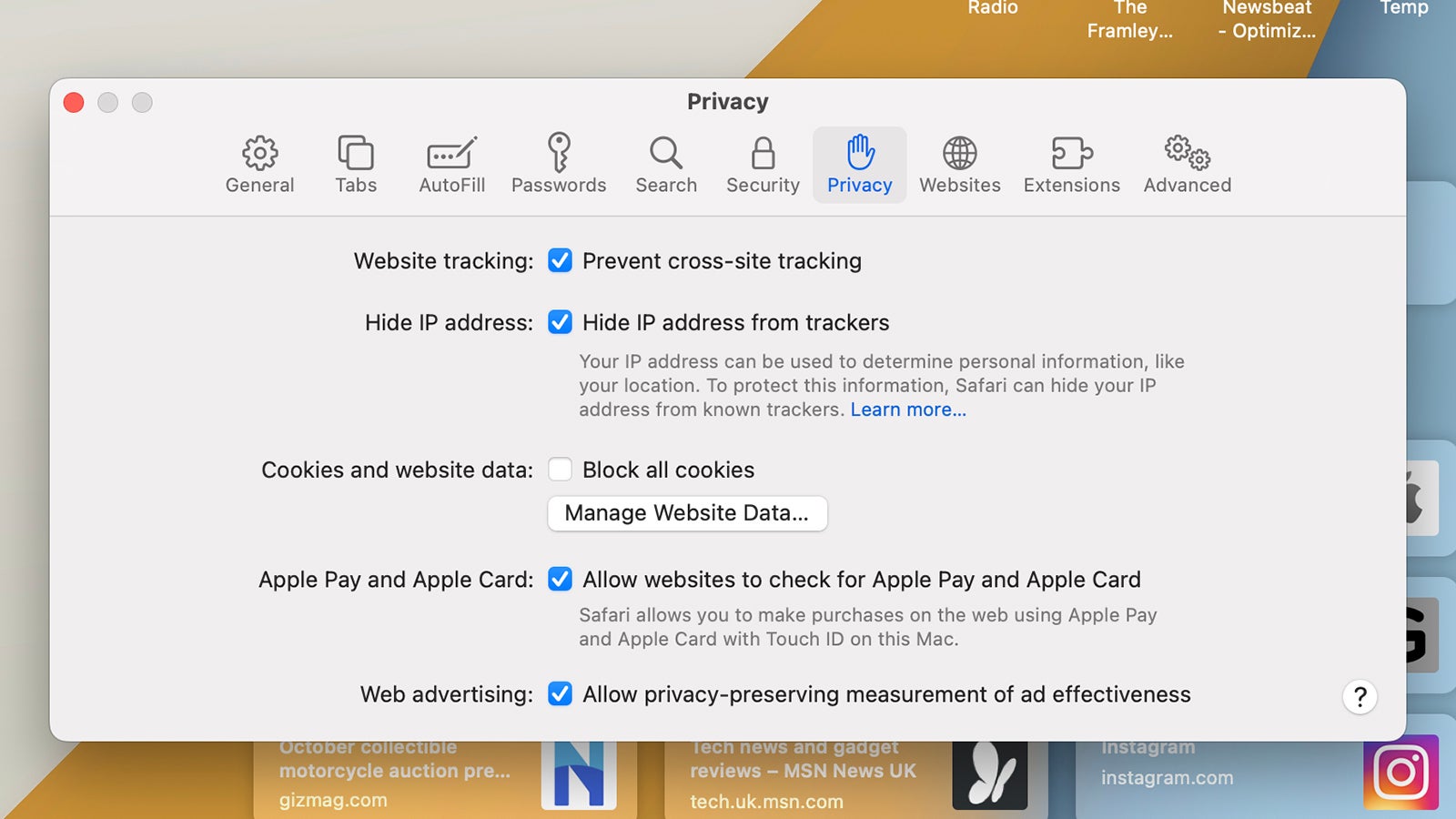 Screenshot: Apple Safari