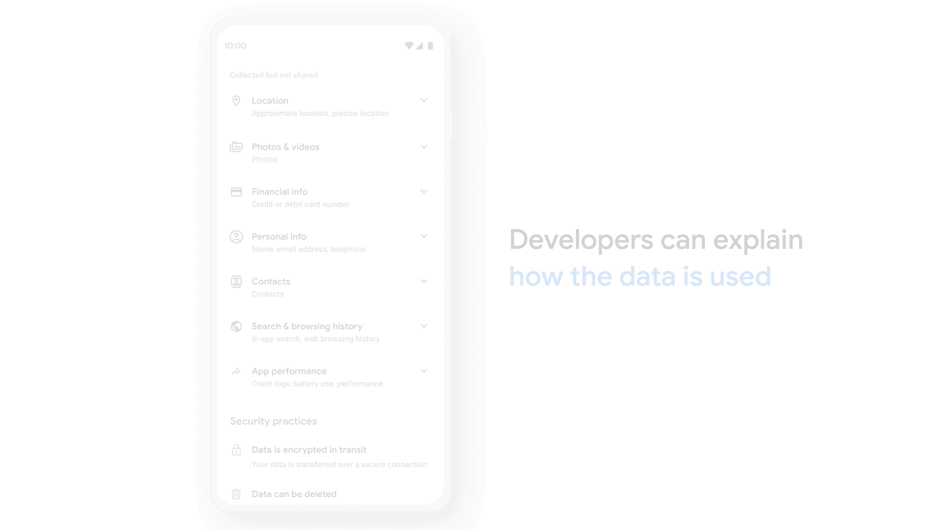 Google showing off a 2021 beta of what data is meant to be included on different app store pages. (Gif: Google)