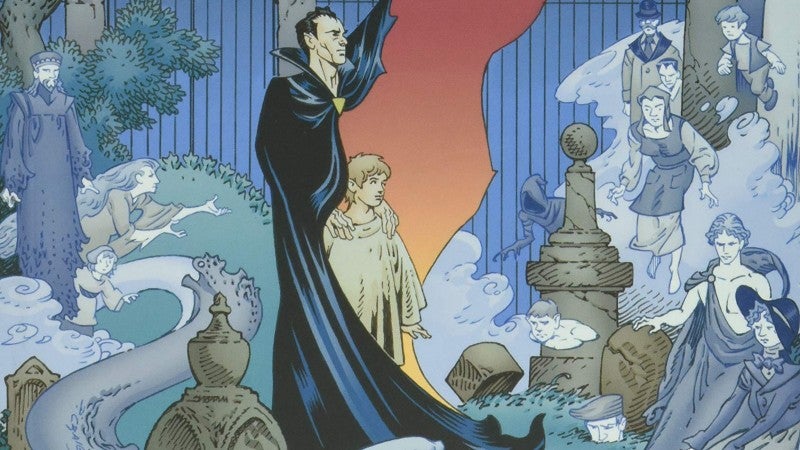 A crop of the cover of The Graveyard Book graphic novel adaptation. (Image: Quill Tree Books)
