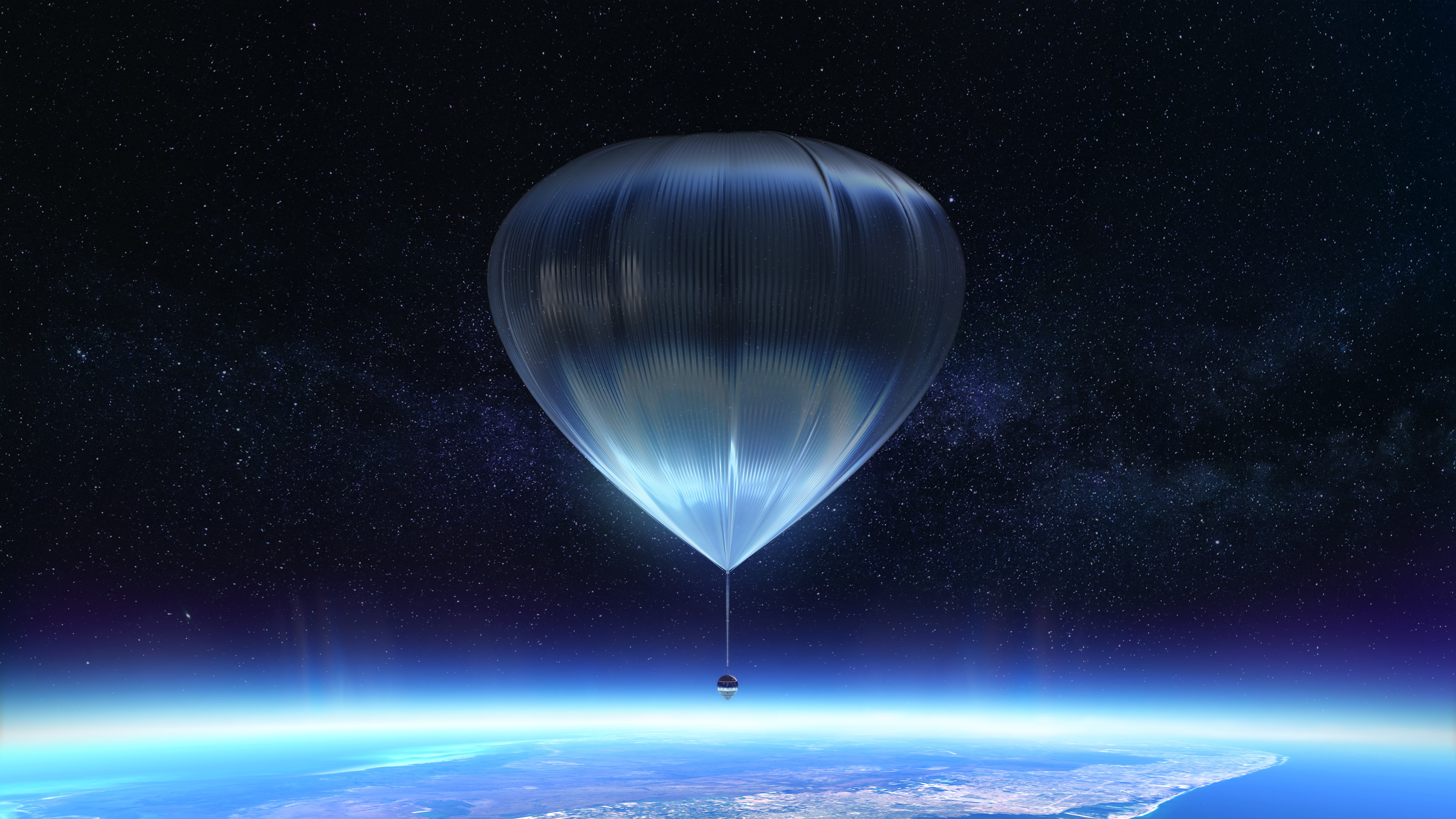 Conceptual view of Spaceship Neptune as it's propelled by the high-altitude balloon. (Image: Space Perspective)