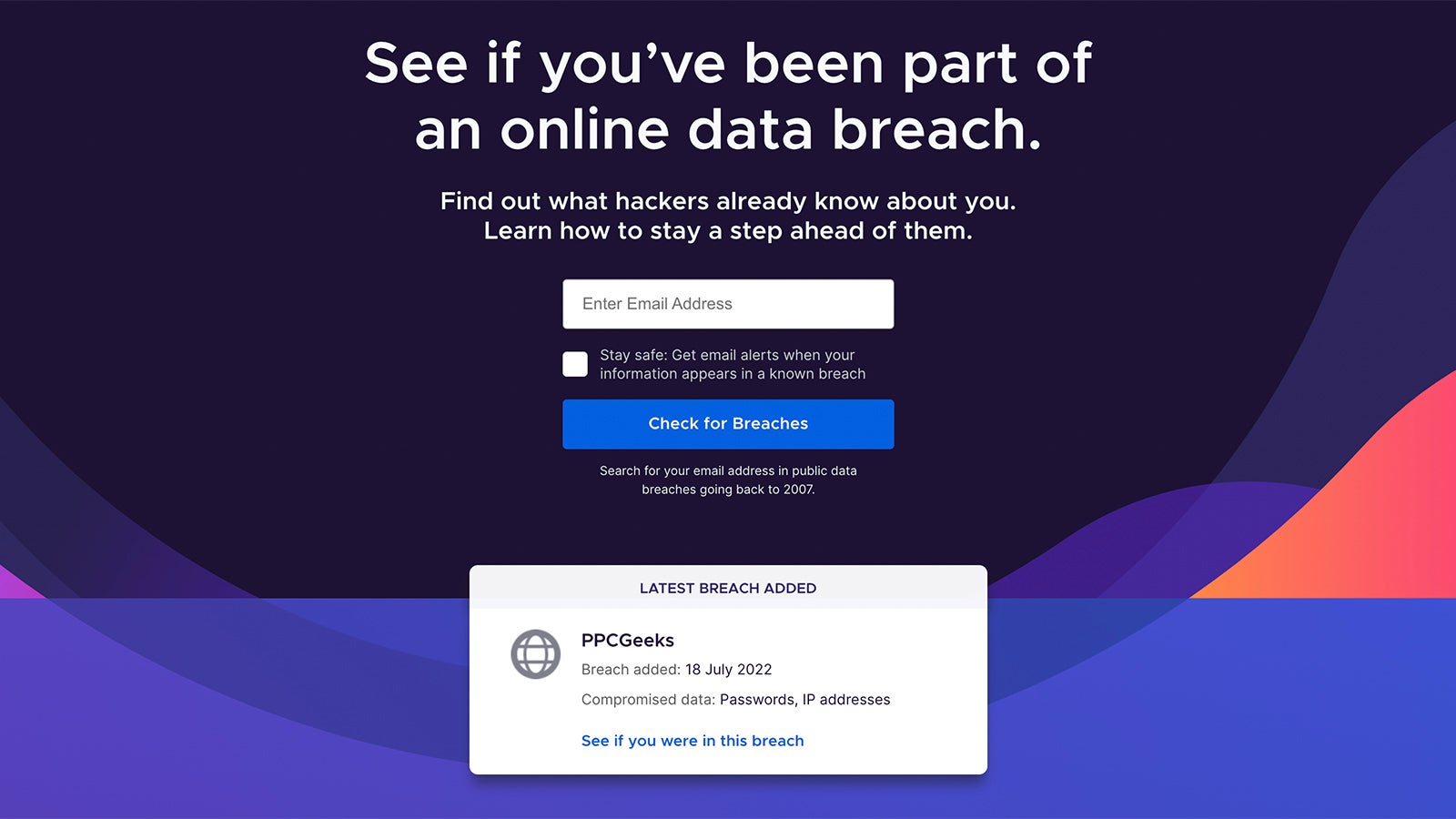 Firefox Monitor will keep an eye on data breaches for you. (Screenshot: Firefox Monitor)