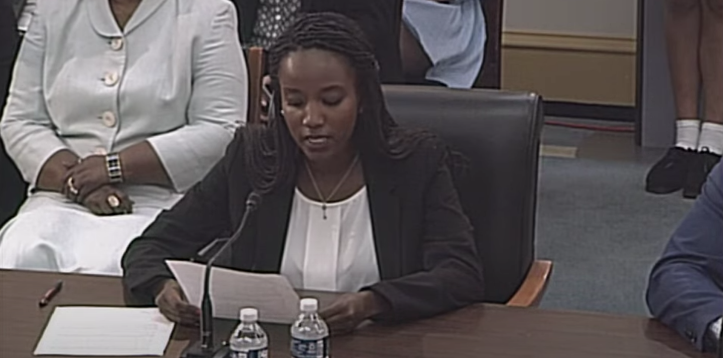 Carine Kanimba speaks in front of Congress.  (Screenshot: Lucas Ropek/YouTube)