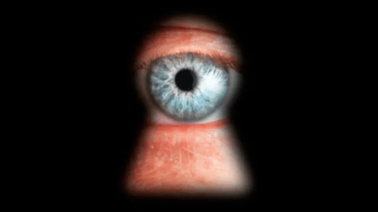 AFP spyware tool eye peeping through keyhole