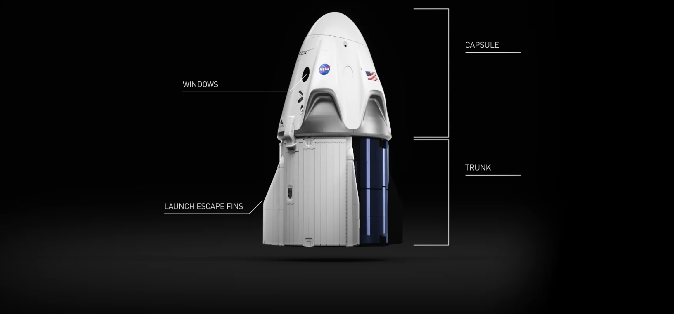 The Crew Dragon is made up of several components, including its detachable trunk.  (Illustration: SpaceX)