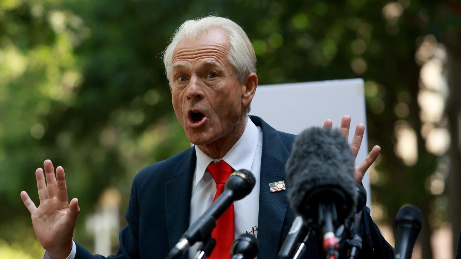 Neo-fascist apologist Peter Navarro speaks with the media as he leaves the Prettyman U.S. Courthouse on June 17, 2022 in Washington, DC. (Photo: Joe Raedle, Getty Images)