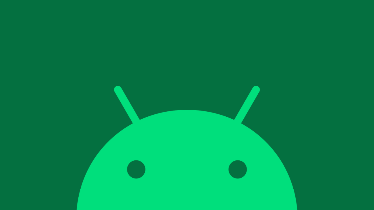 android status bar: android logo on dark green background