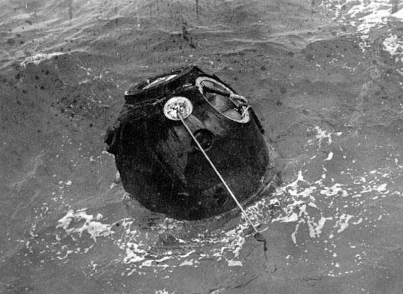 The Soviet Zond 5 capsule after splashdown.  (Photo: S.P.Korolev RSC Energia)