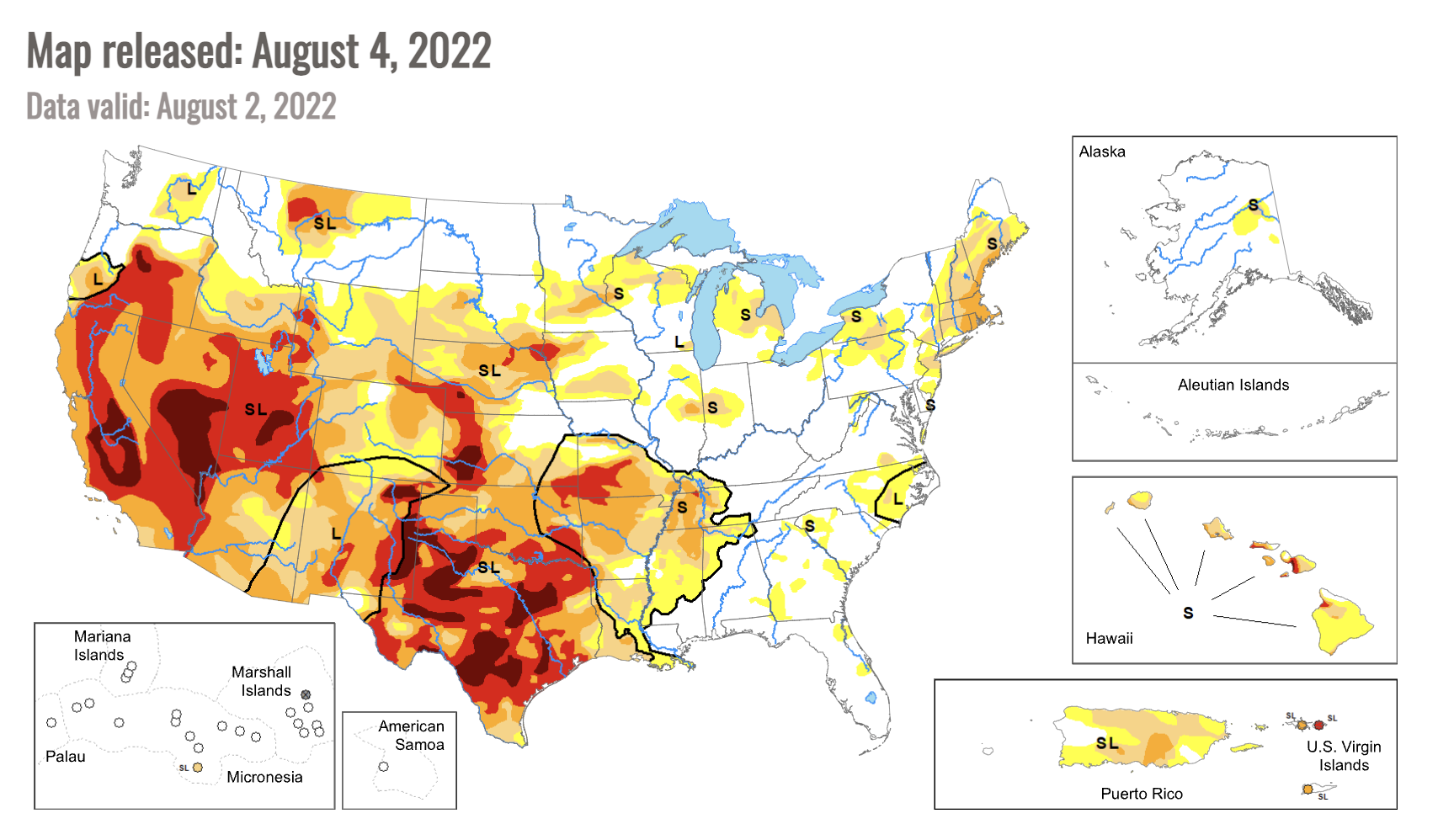 August 4 drought map  (Photo: U.S. Drought Monitor)