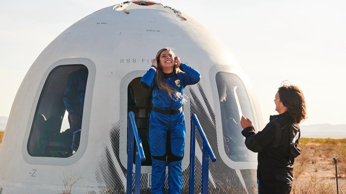 Blue Origin launched six crew members on a suborbital flight, including the first Egyptian and Portuguese nationals to make it to space. (Photo: Blue Origin)