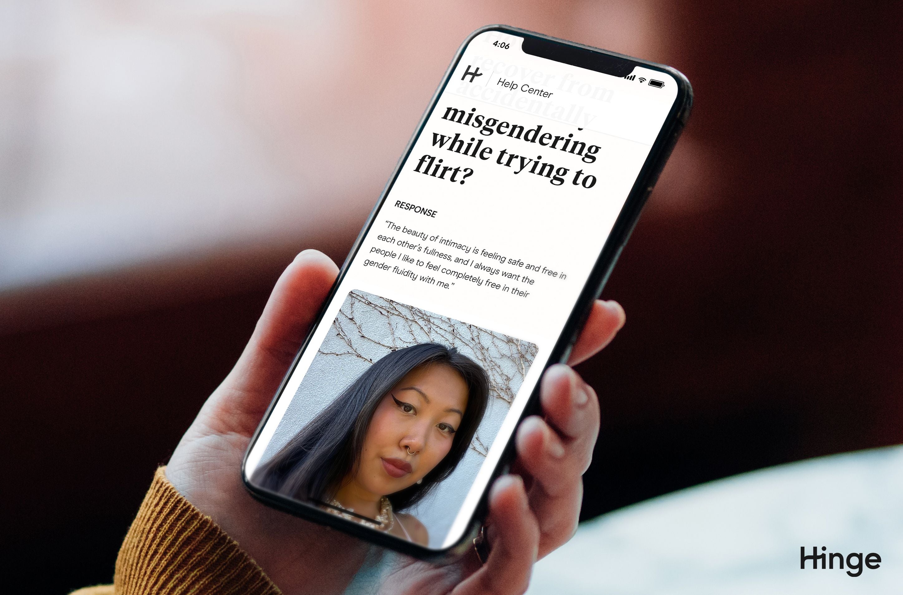 Hinge included perspectives from prominent queer influencers like author Mimi Zhu. (Image: Hinge)