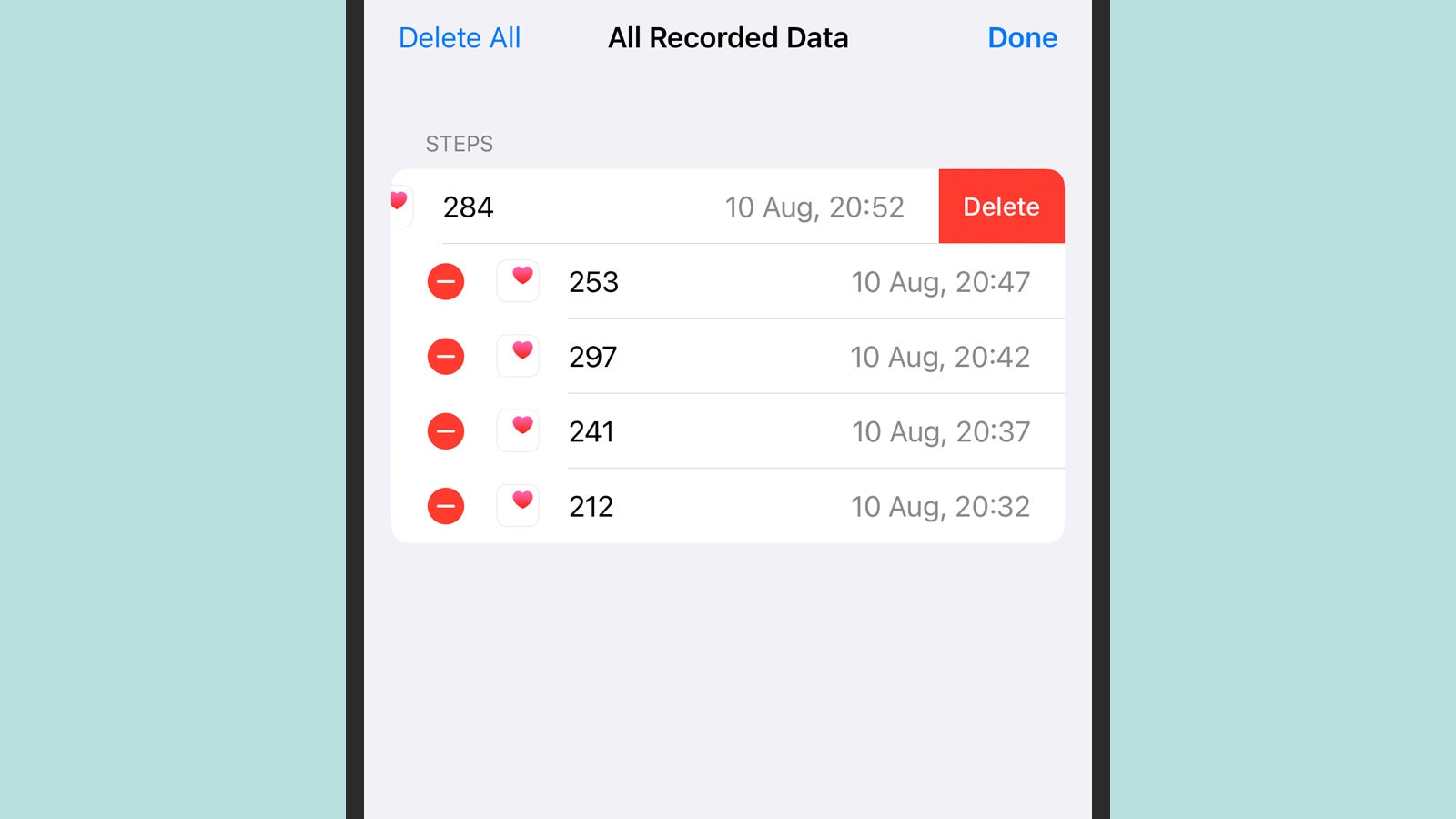 Editing data logged by an Apple Watch. (Screenshot: Apple Health)