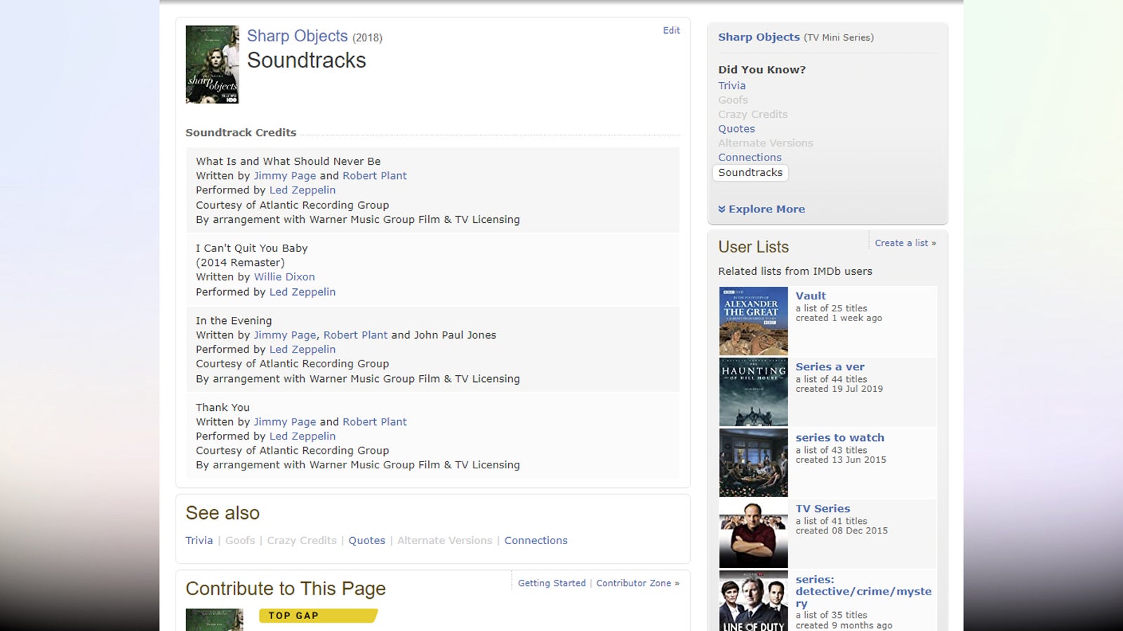 IMDb can shed some light on soundtracks. (Screenshot: IMDb)