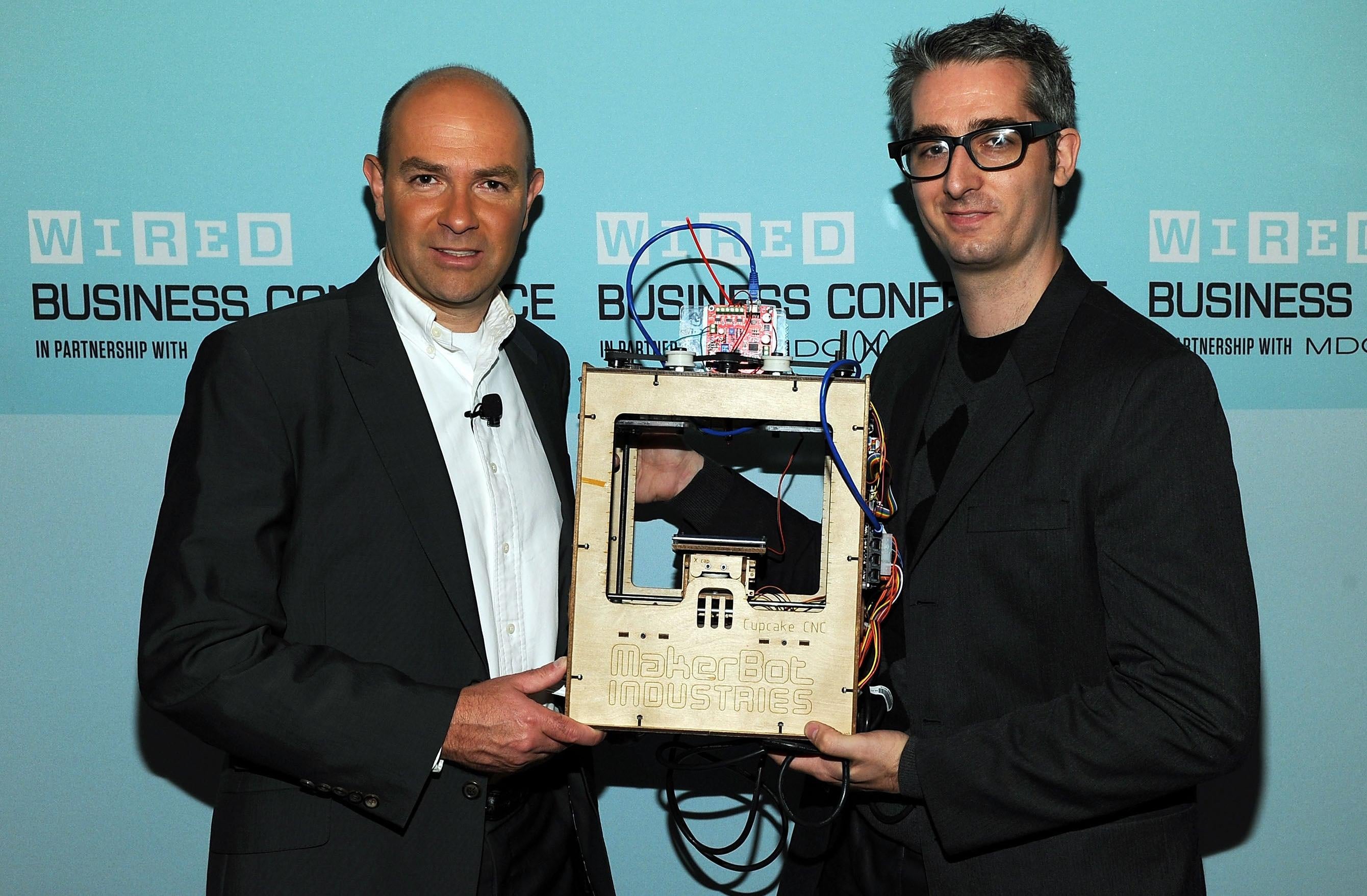 Cofounder of MakerBot Industries Bre Pettis shows off the MakerBot Cupcake CNC at a Wired conference in 2010. (Photo: Getty, Getty Images)