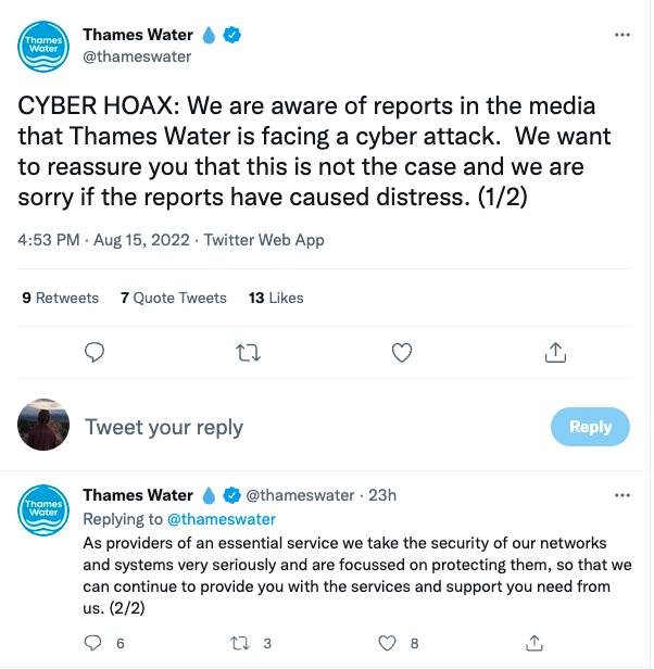 Hackers Attack UK Water Supplier, Apparently Sends Ransom Demand to the Wrong Company