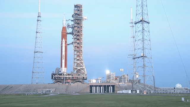 Largest Vehicle in the World Moves Next Moon Rocket to Launch Pad