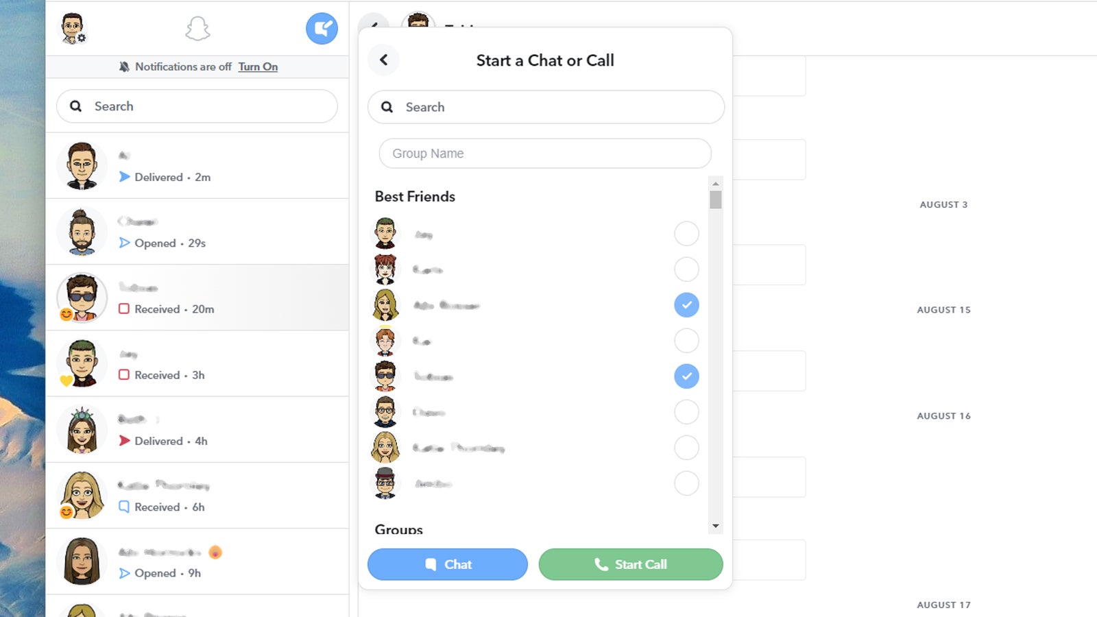 You can make calls and send text snaps. (Screenshot: Snapchat)