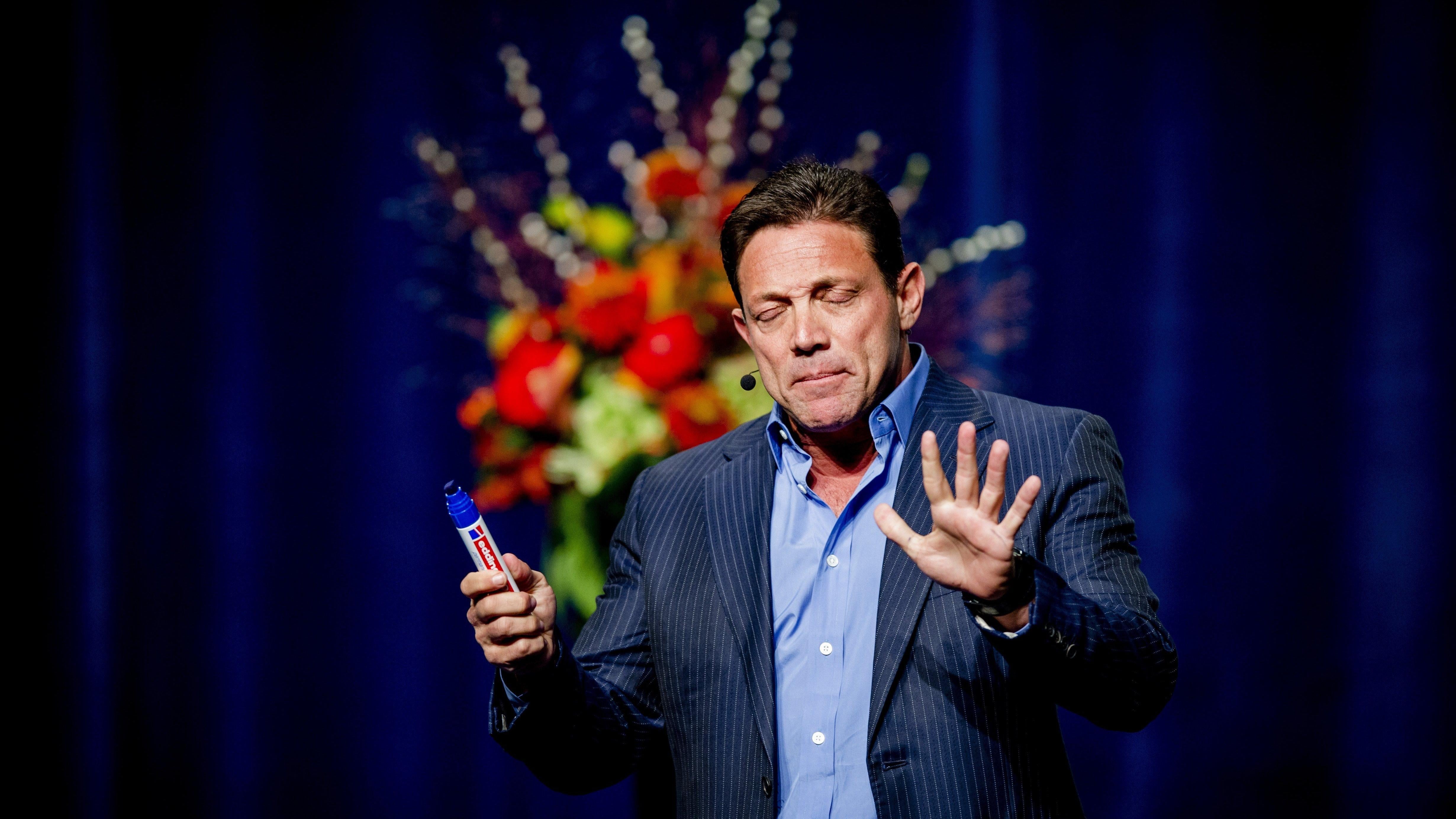 Jordan Belfort had long been on the talk circuit, trying to convince people that inherent greed really isn't all that bad. And now the guy's sunk his teeth into crypto. (Photo: ROBIN VAN LONKHUIJSEN/AFP, Getty Images)