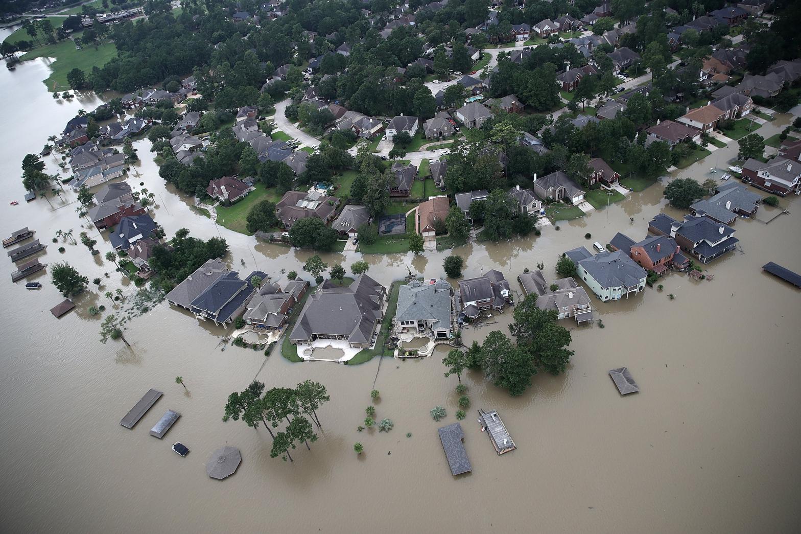 Flooded homes following Hurricane Harvey in Houston, Texas, August 30, 2017. (Photo: Win McNamee, Getty Images)